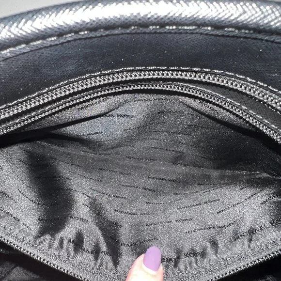 Authentic Michael Kors Jet Set Travel Saffiano Leather Top-Zip Tote Bag Black - Picture 15 of 15